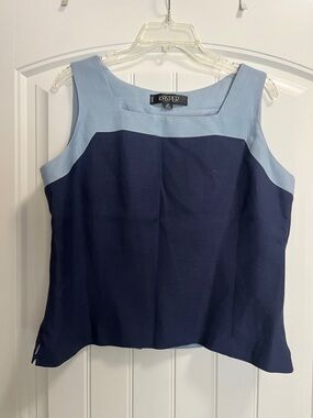 Kasper Navy and Light Blue Colorblock Sleeveless Shell
